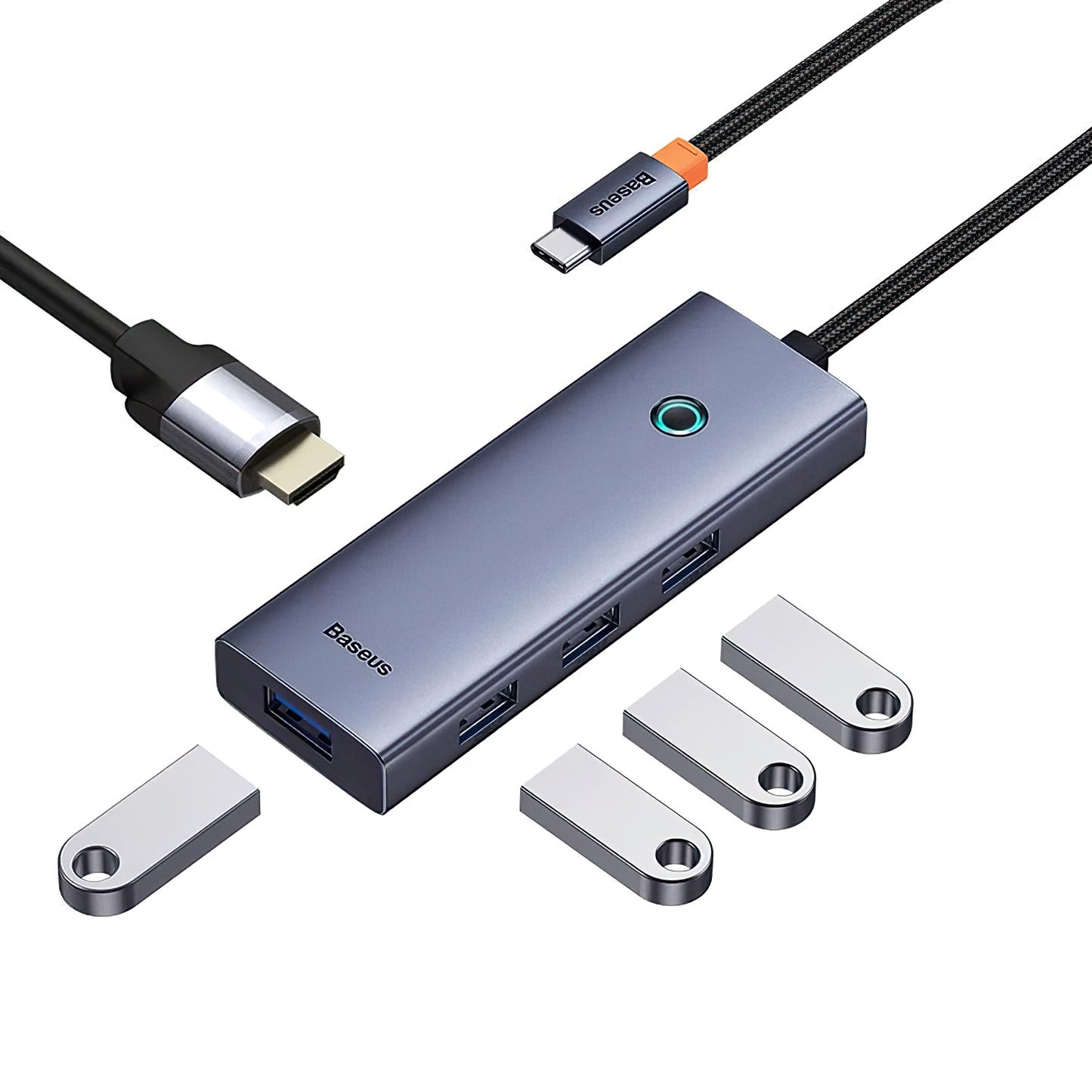 Baseus UltraJoy USB-C Hub, 4 x USB-A 3.0 - 1 x HDMI, Gray B00052809813-00