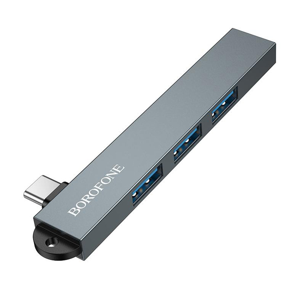 USB-C Hub Borofone FH1A, 4-in-1, Grijs