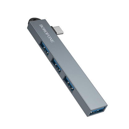 USB-C Hub Borofone FH1A, 4-in-1, Grijs
