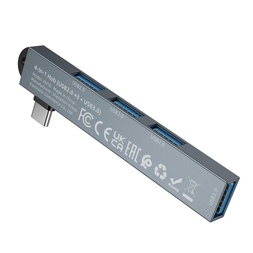 USB-C Hub Borofone FH1A, 4-in-1, Grijs