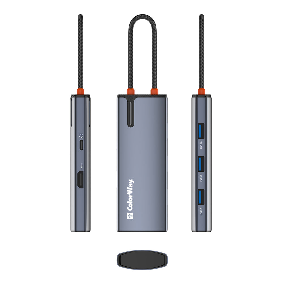 USB-C Hub ColorWay CW-HUB01, 5in1, Zilver