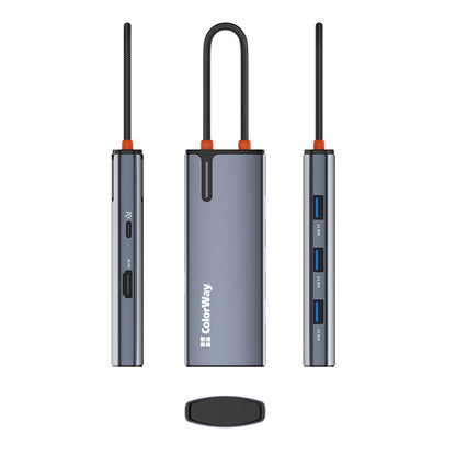 USB-C Hub ColorWay CW-HUB01, 5in1, Zilver