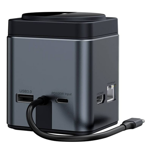 USB-C Hub met Draadloos QI Opladen BlitzWolf BW-TH17, 9in1, Zwart