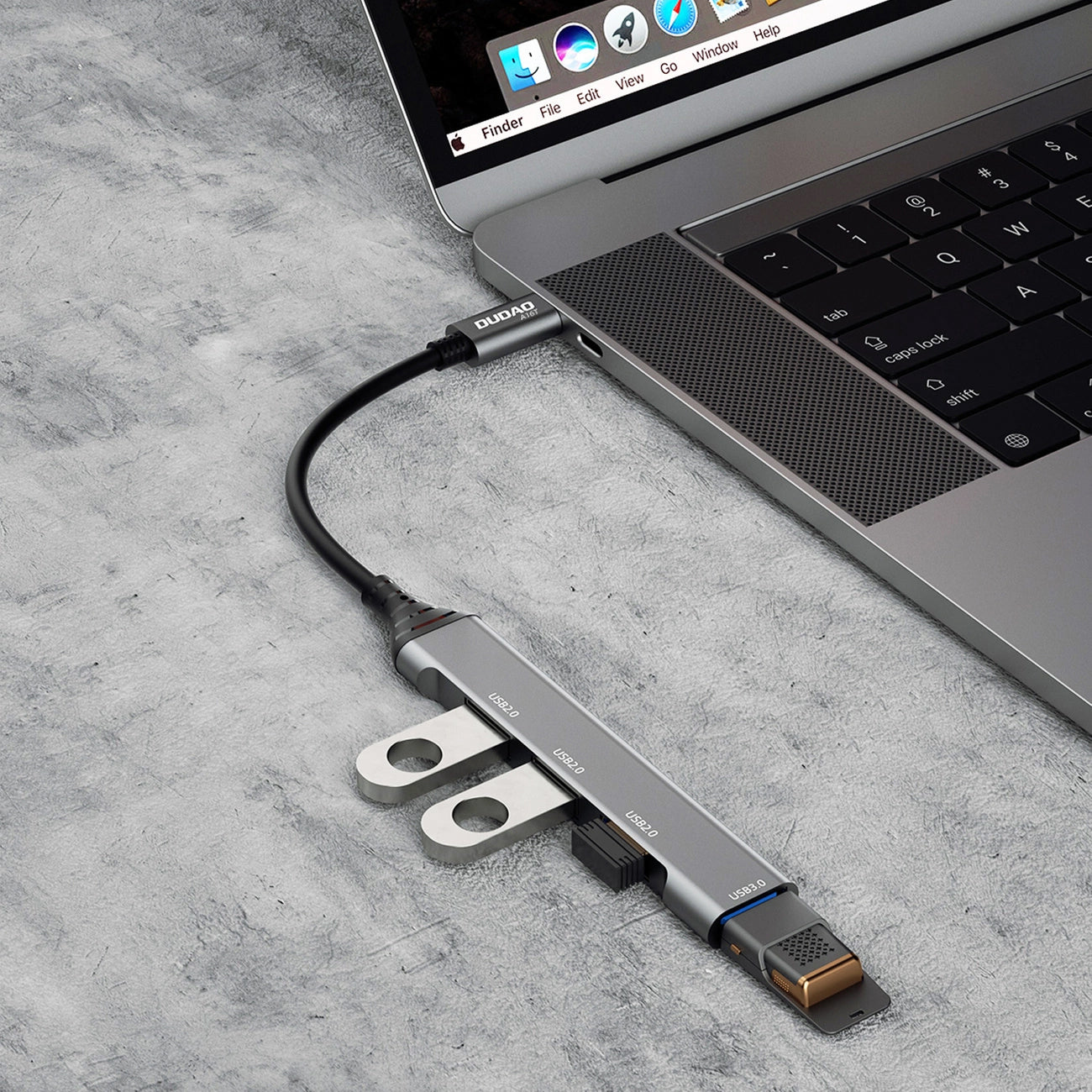 Dudao A16T USB-C hub, 3 x USB-A - 1 x USB-A 3.0, zwart 