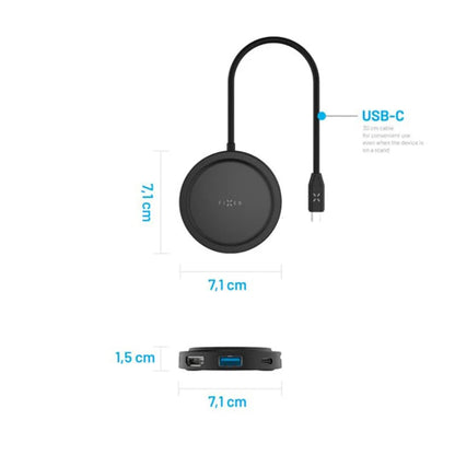 Hub USB-C Fixed MagHub, 7in1, Zwart