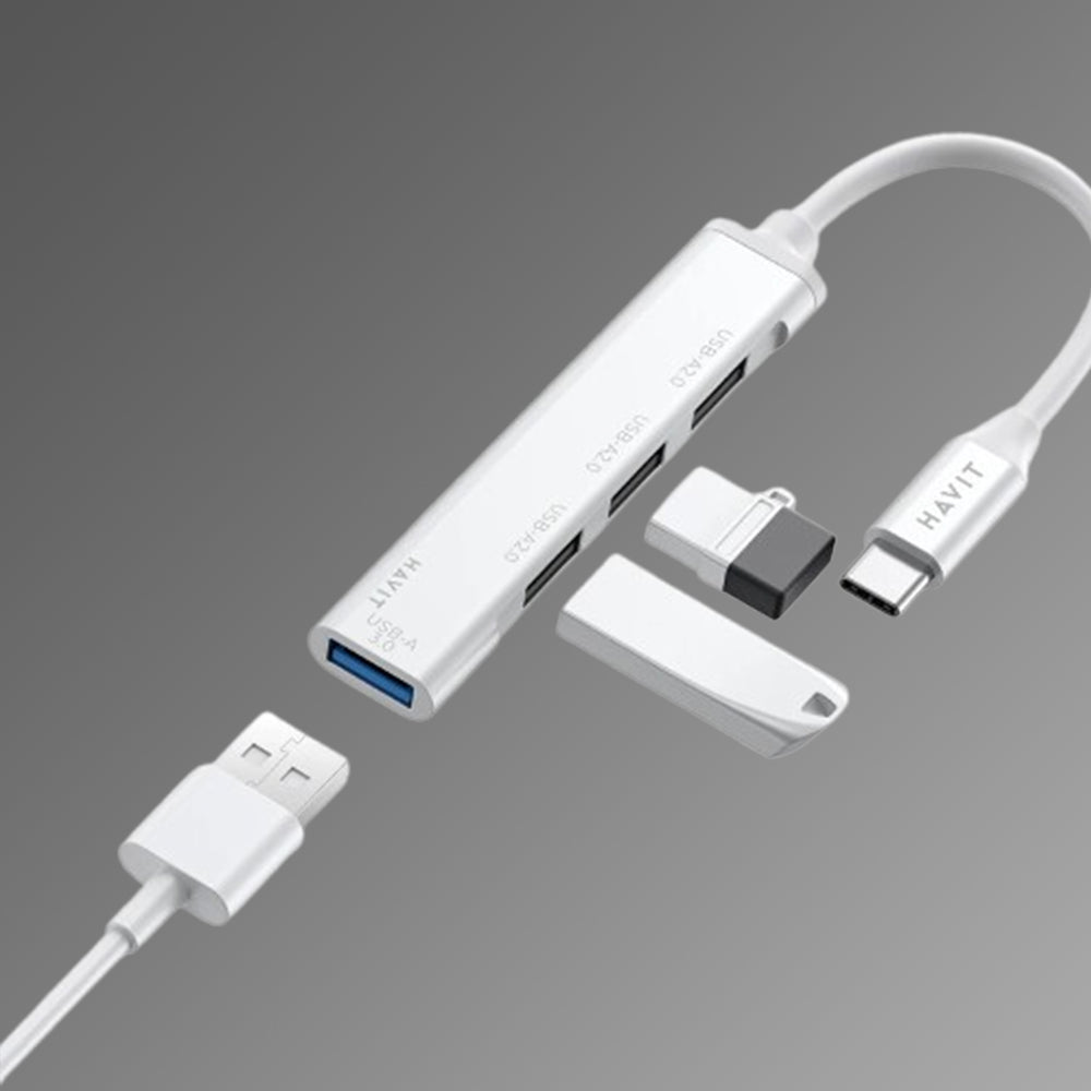 Hub USB-C HAVIT HB41, 4in1, Zilver