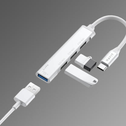 Hub USB-C HAVIT HB41, 4in1, Zilver