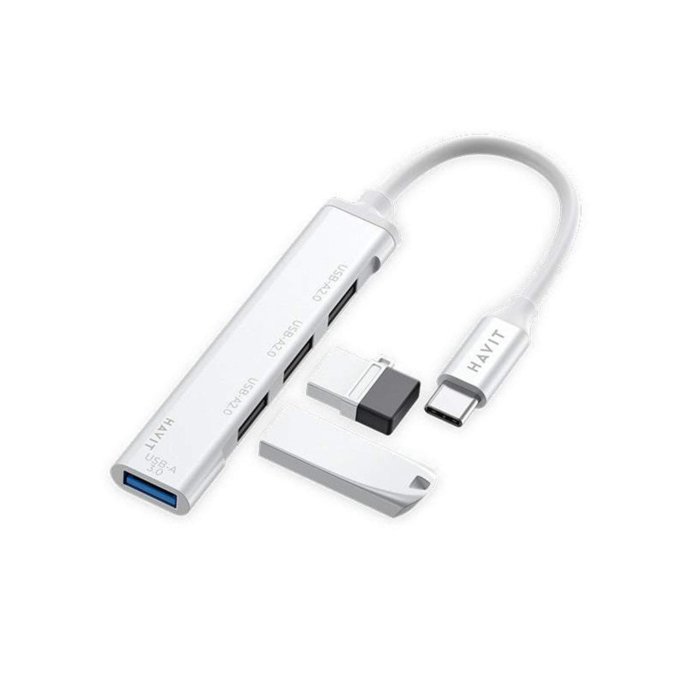 Hub USB-C HAVIT HB41, 4in1, Zilver