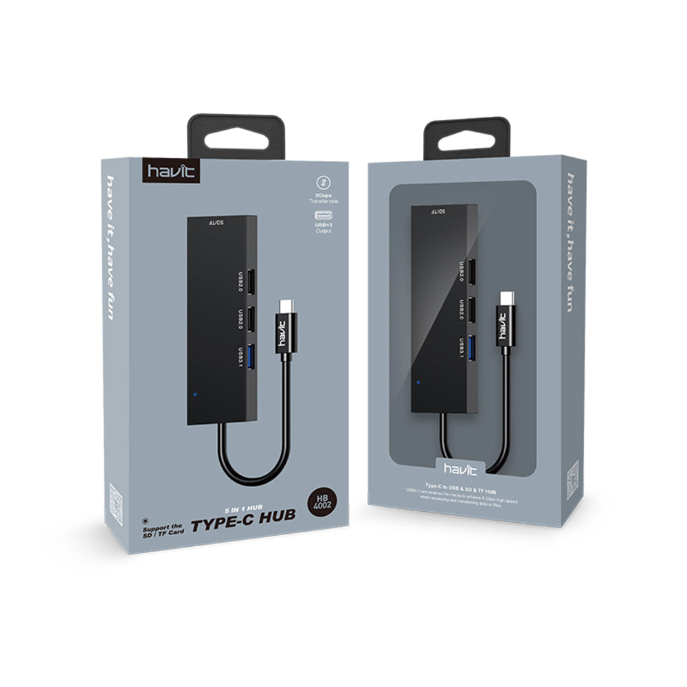 Hub USB-C HAVIT HB41, 4in1, Zilver