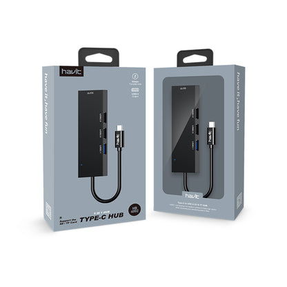 Hub USB-C HAVIT HB41, 4in1, Zilver