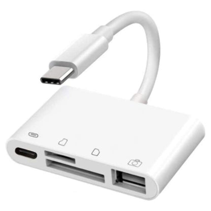 USB-C Hub OEM NK108LTC, 1 x USB-A - 1 x USB-C - 1 x SD - 1 x microSD, White