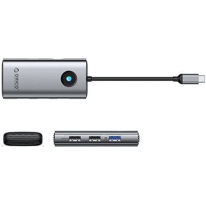 USB-C Hub Orico PW11-5P, 1 x USB-A 3.0 - 2 x USB-A - 1 x USB-C - 1 x HDMI, Grijs