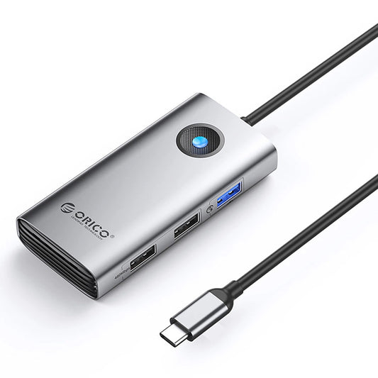 USB-C Hub Orico PW11-5P, 1 x USB-A 3.0 - 2 x USB-A - 1 x USB-C - 1 x HDMI, Grijs