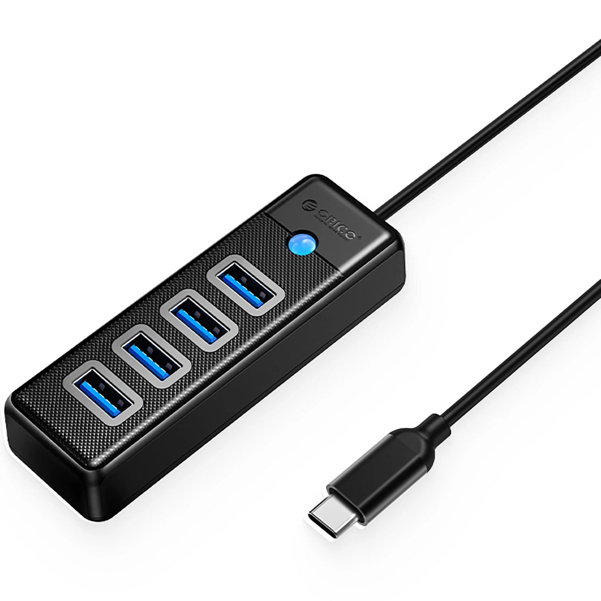 Hub USB-C Orico PW4U-C3, 4 x USB-A 3.0, Zwart