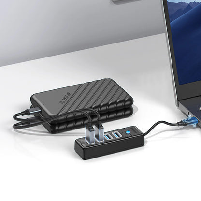 Hub USB-C Orico PW4U-C3, 4 x USB-A 3.0, Zwart