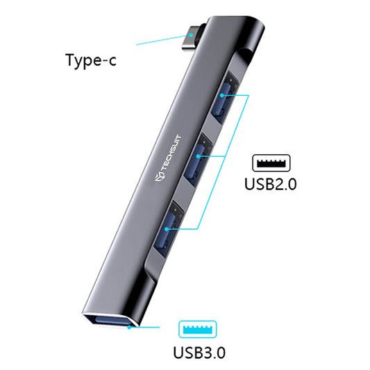 Hub USB-C Techsuit H13 ZenithDock, 4in1, Gri