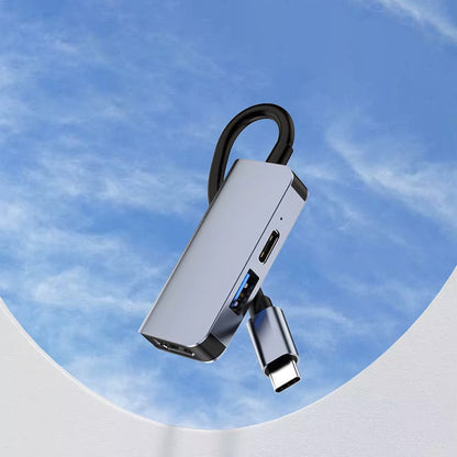 Hub USB-C Techsuit H4 TurboChargeX, 3in1, Gri