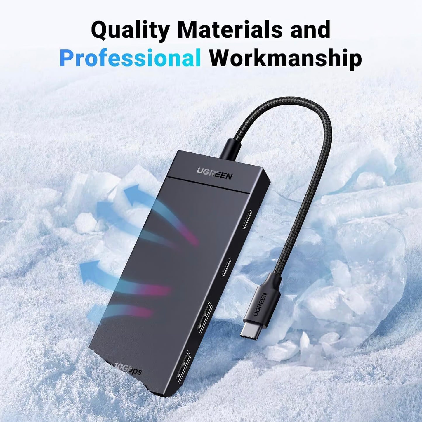 Hub USB-C UGREEN CM416, 2 x USB-A 3.1 - 2 x USB-C, 0.25m, Zwart
