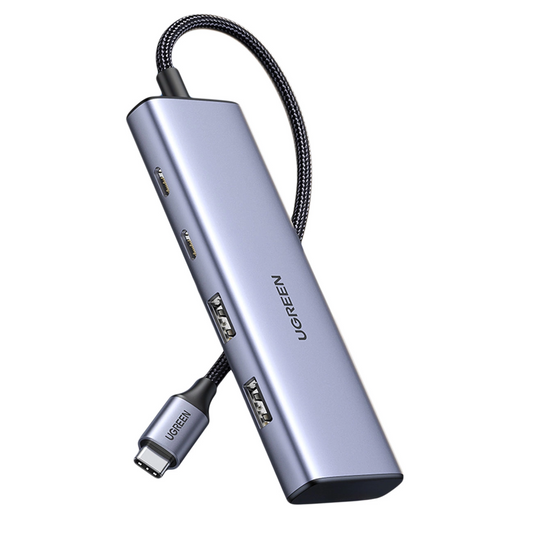 USB-C Hub UGREEN CM473, 2 x USB-A 3.0 - 2 x USB-C, 0,20 cm, Grijs
