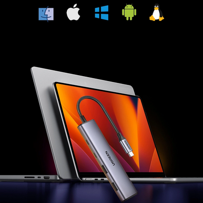 USB-C Hub UGREEN CM473, 2 x USB-A 3.0 - 2 x USB-C, 0,20 cm, Grijs