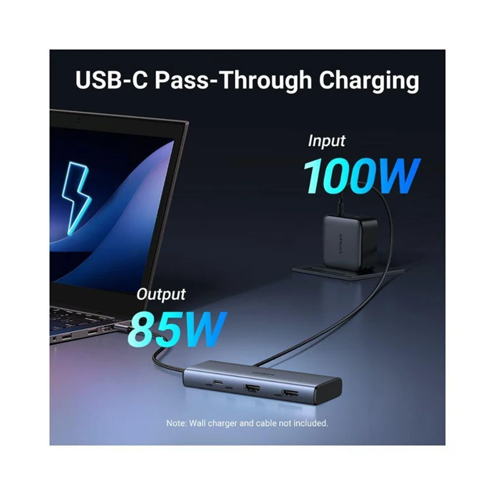 UGREEN CM498 USB-C Hub (45379), 2 x USB-A 3.2 - 3 x USB-C - 2 x HDMI, Gray