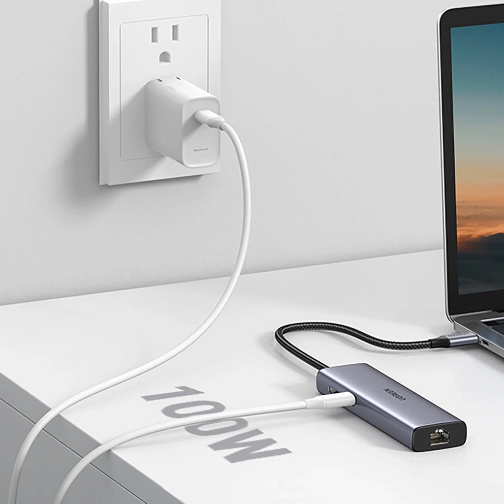 UGREEN CM512 USB-C Hub, 2 x USB-A 3.0 - 1 x USB-C - 1 x HDMI - 1 x SD - 1 x microSD - RJ45, Gray