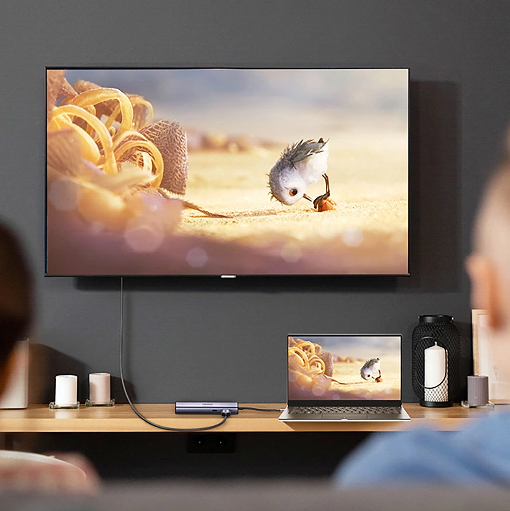 UGREEN CM512 USB-C Hub, 2 x USB-A 3.0 - 1 x USB-C - 1 x HDMI - 1 x SD - 1 x microSD - RJ45, Gray