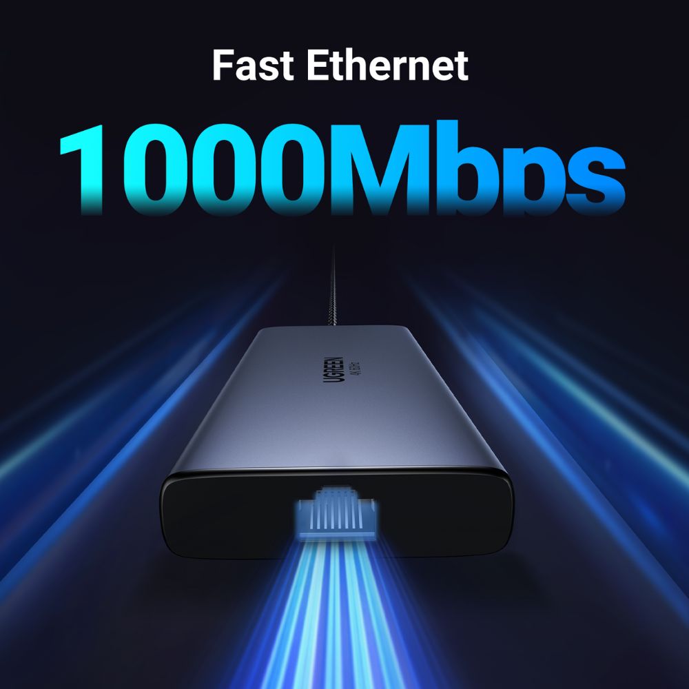 Hub USB-C UGREEN CM639 (45380), 2 x USB-A 3.2 - 3 x USB-C - 2 x HDMI - 1 x RJ45 - 1 x SD - 1 x microSD, Gri