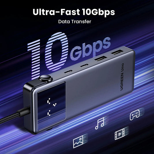 USB-C Hub UGREEN Uno (75177), 2 x USB-A 3.2 - 3 x USB-C - 1 x HDMI, Grijs