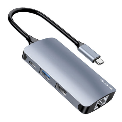 USB-C Hub Yesido HB15, 6in1, Grijs