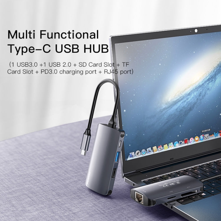 USB-C Hub Yesido HB15, 6in1, Grijs