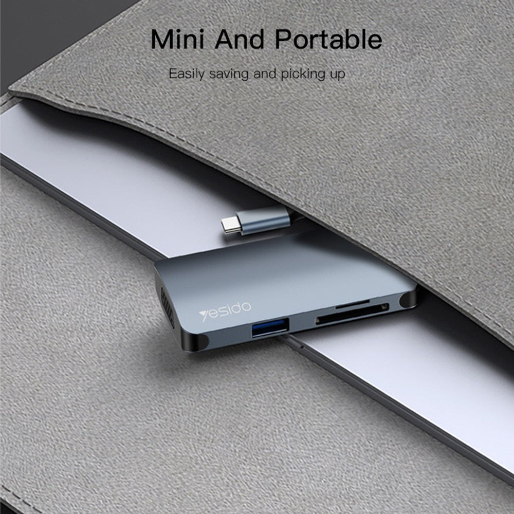 USB-C Hub Yesido HB16, 7in1, Grijs