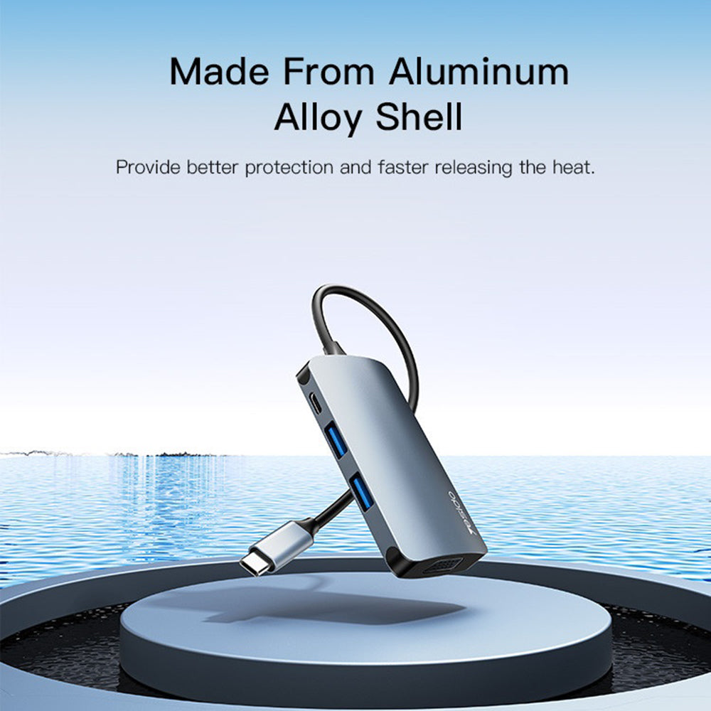 USB-C Hub Yesido HB16, 7in1, Grijs