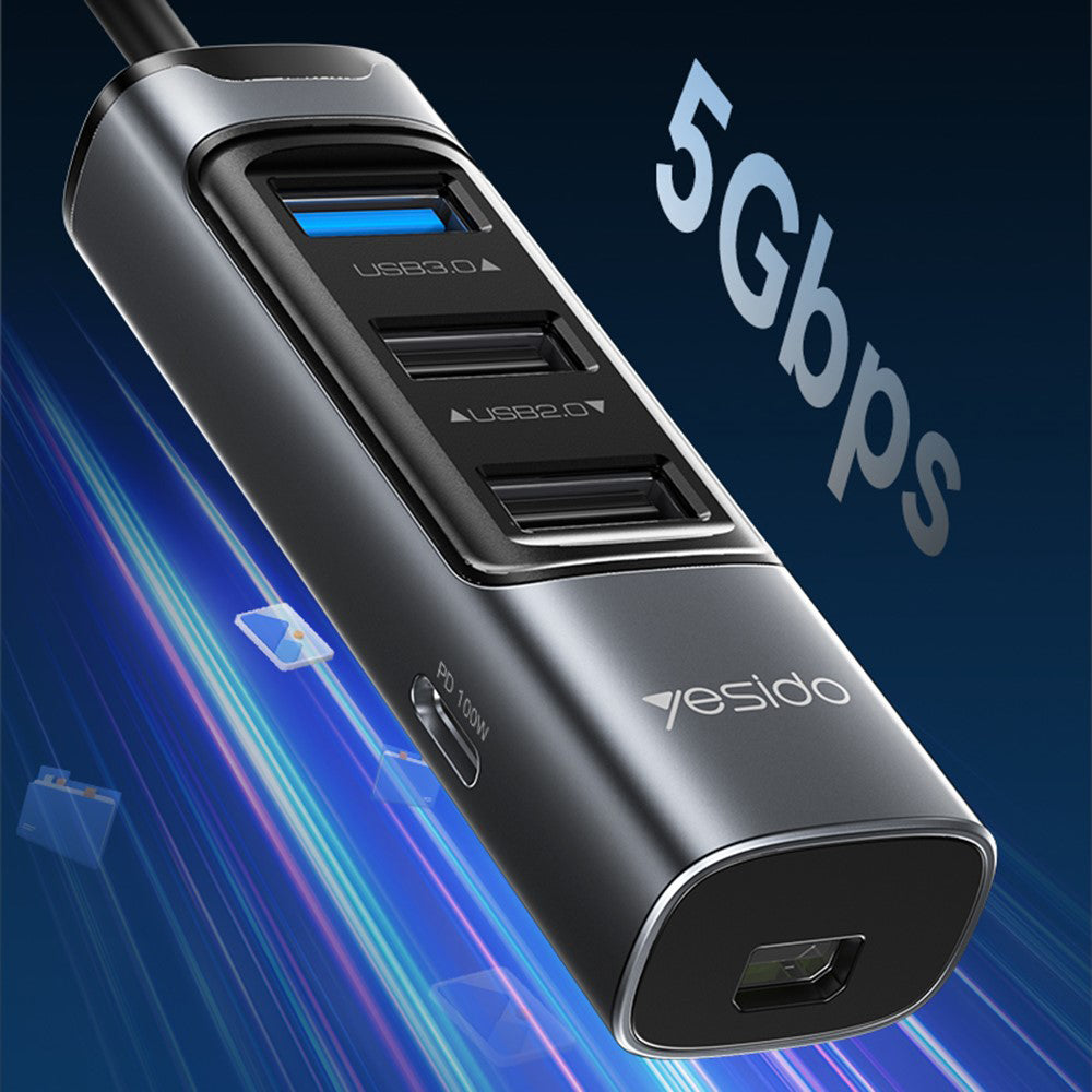 USB-C Hub Yesido HB24, 5in1, Grijs