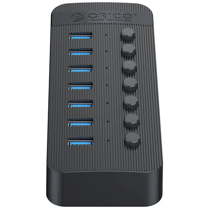 Hub USB Orico CT2U3-7AB, 7 x USB-A 3.0, Zwart