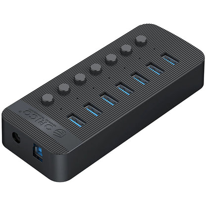 Hub USB Orico CT2U3-7AB, 7 x USB-A 3.0, Zwart