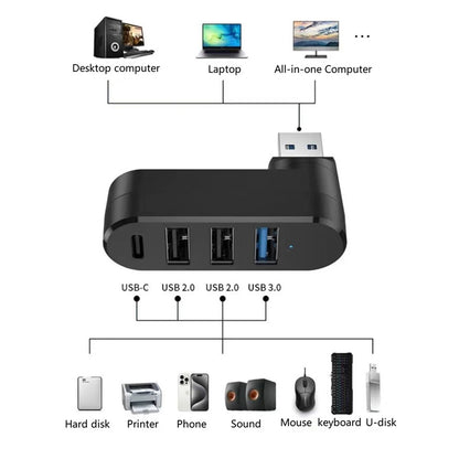 USB Hub Techsuit H17 SplitterNode, 4in1, Zwart