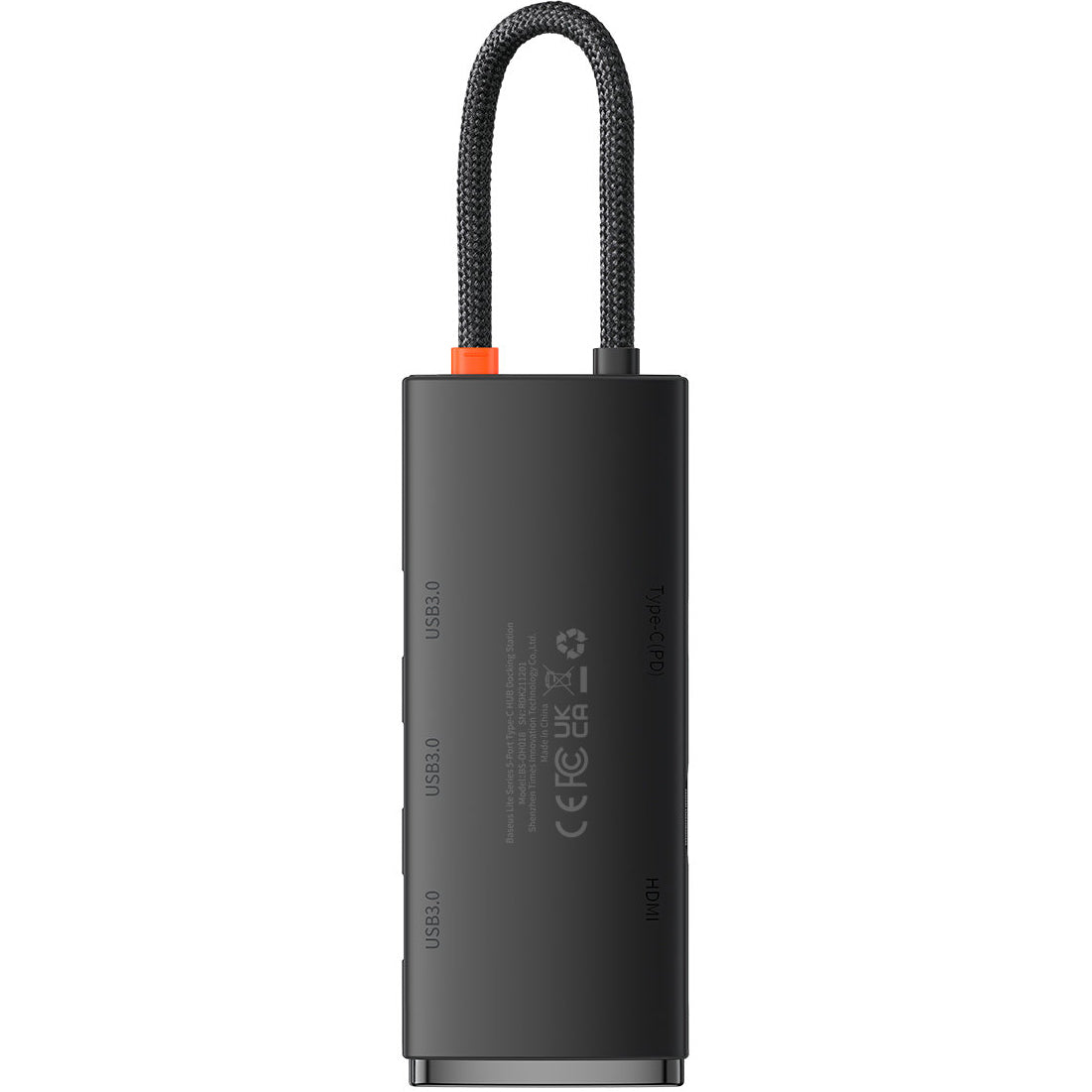 USB-C Hub Baseus Lite, 3 X USB-A 3.0 - USB-C - HDMI, Zwart WKQX040001
