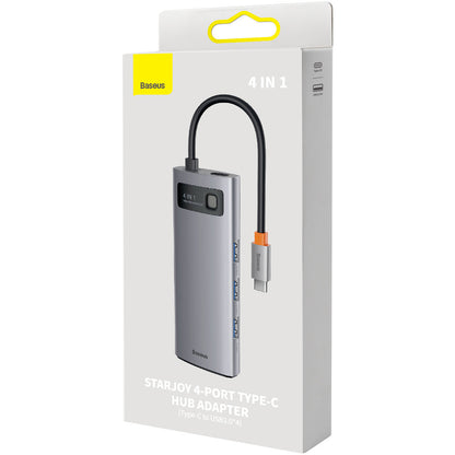 Hub USB-C Baseus Metal Gleam, 4 x USB-A 3.0, Grijs WKWG070013