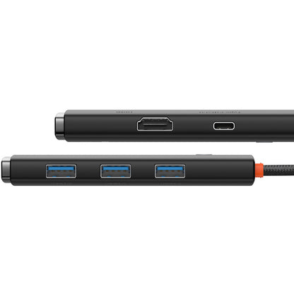 USB-C Hub Baseus Lite, 3 X USB-A 3.0 - USB-C - HDMI, Zwart WKQX040001