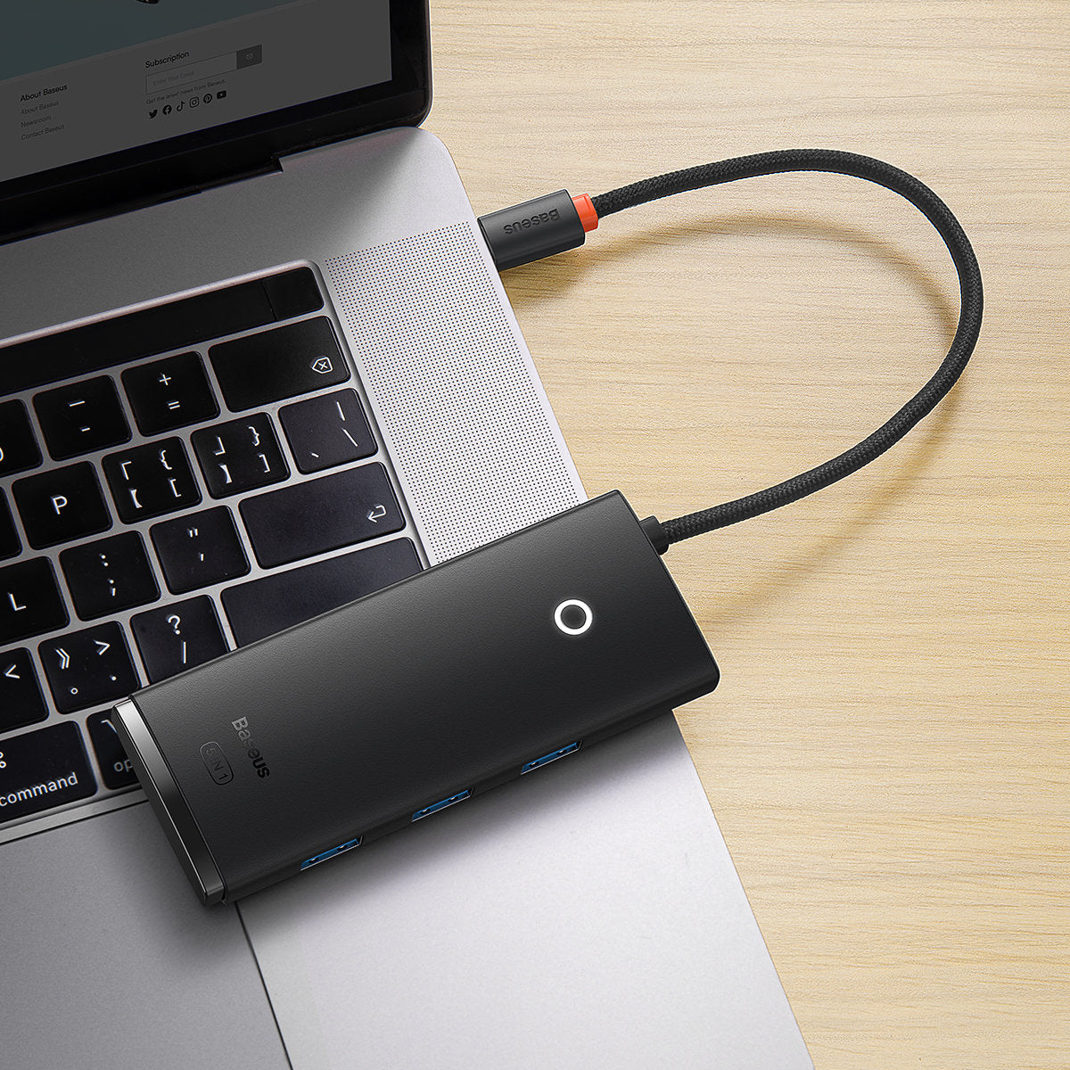 USB-C Hub Baseus Lite, 3 X USB-A 3.0 - USB-C - HDMI, Zwart WKQX040001