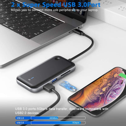 USB-C SiGN Hub, 1 x USB-C - 1 x HDMI - 1 x VGA - 1 x 3,5mm Jack, Zwart SN-TVBT01 SN-TVBT01