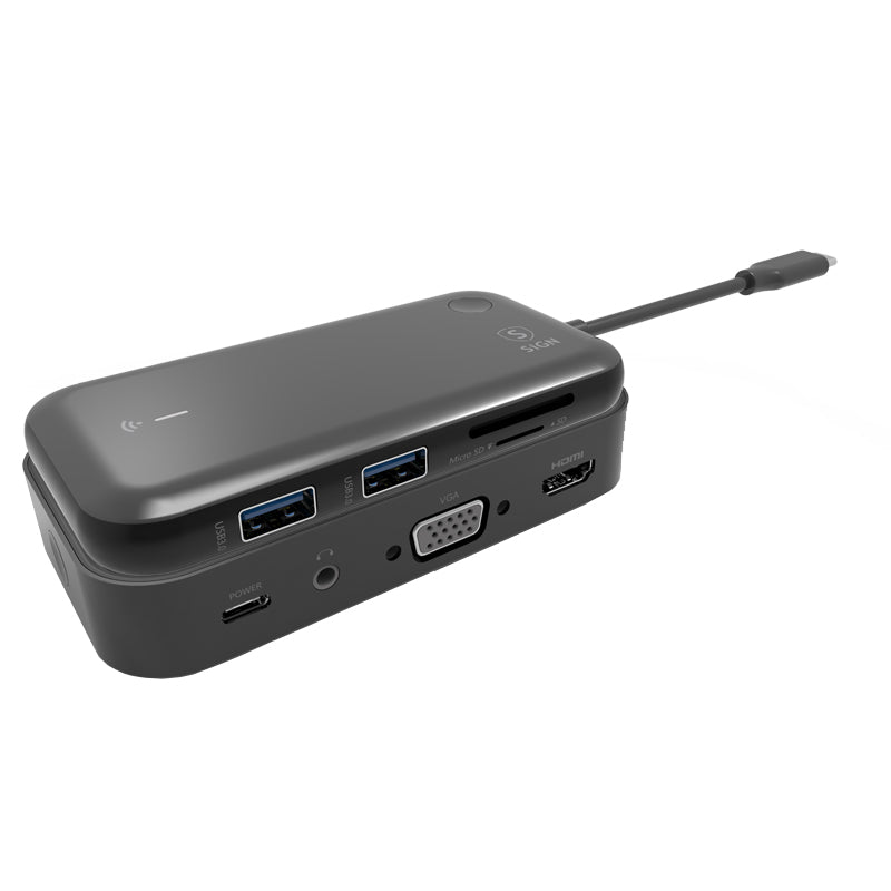 USB-C SiGN Hub, 1 x USB-C - 1 x HDMI - 1 x VGA - 1 x 3,5mm Jack, Zwart SN-TVBT01 SN-TVBT01