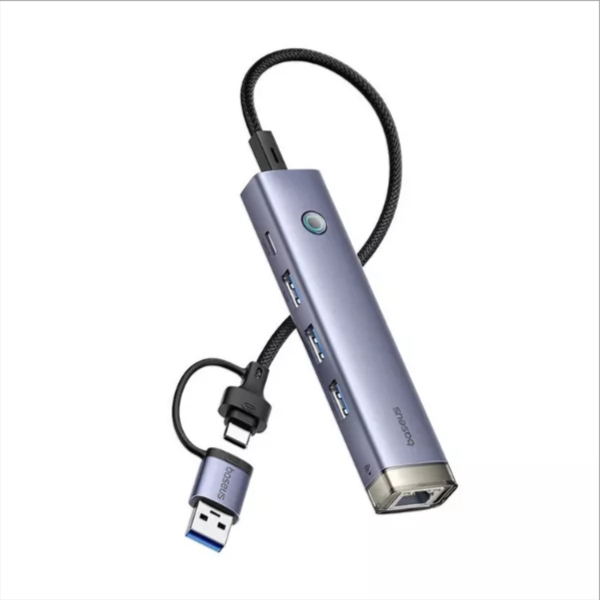 Baseus UltraJoy USB / USB-C Hub, 3 x USB-A 3.0 - 1 x USB-C - 1 x RJ45, Gray B0005280B811-14