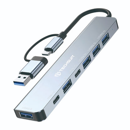 Hub USB / USB-C Techsuit H6 DataBridge, 7in1, Gri