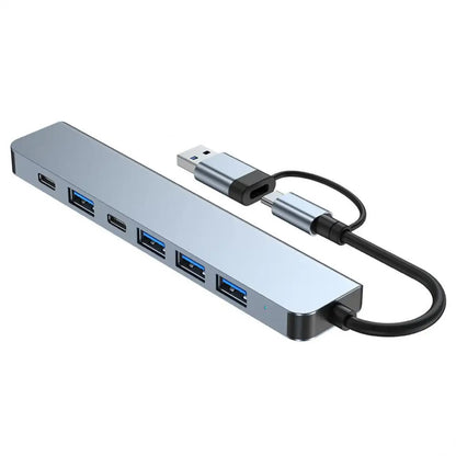 Hub USB / USB-C Techsuit H6 DataBridge, 7in1, Gri