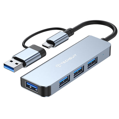 USB / USB-C Hub Techsuit H8 DataBridge, 4in1, Gri