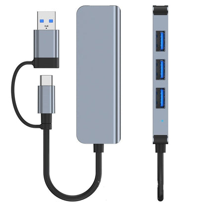 USB / USB-C Hub Techsuit H8 DataBridge, 4in1, Gri