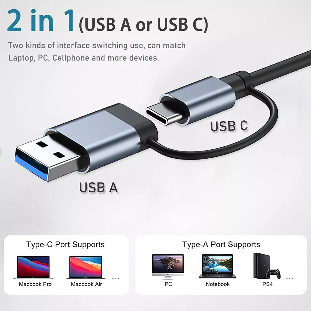 USB / USB-C Hub Techsuit H8 DataBridge, 4in1, Gri