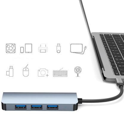 USB / USB-C Hub Techsuit H8 DataBridge, 4in1, Gri
